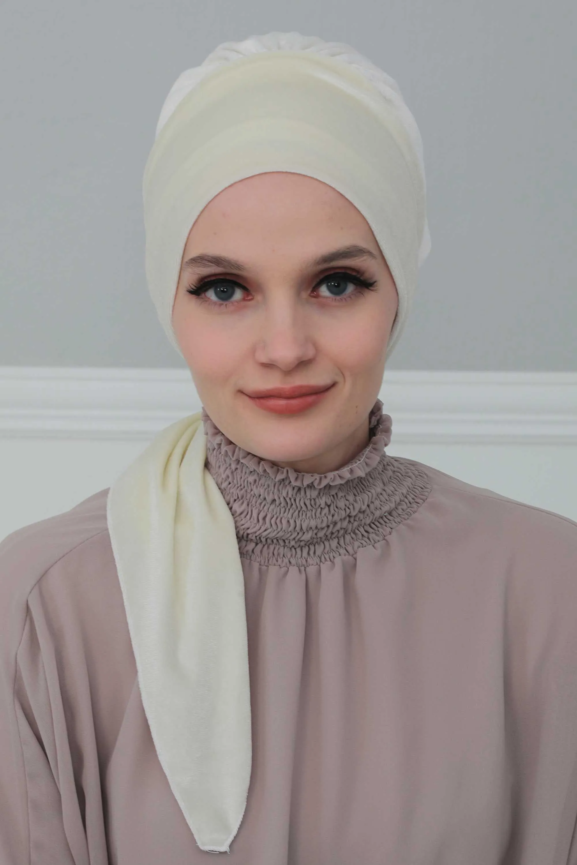 Velvet Easy Wrap Instant Turban for Women, Pre-Tied Turban with Long Tail at the Back Side, Super Soft High Quality Chemo Headwear,B-49K