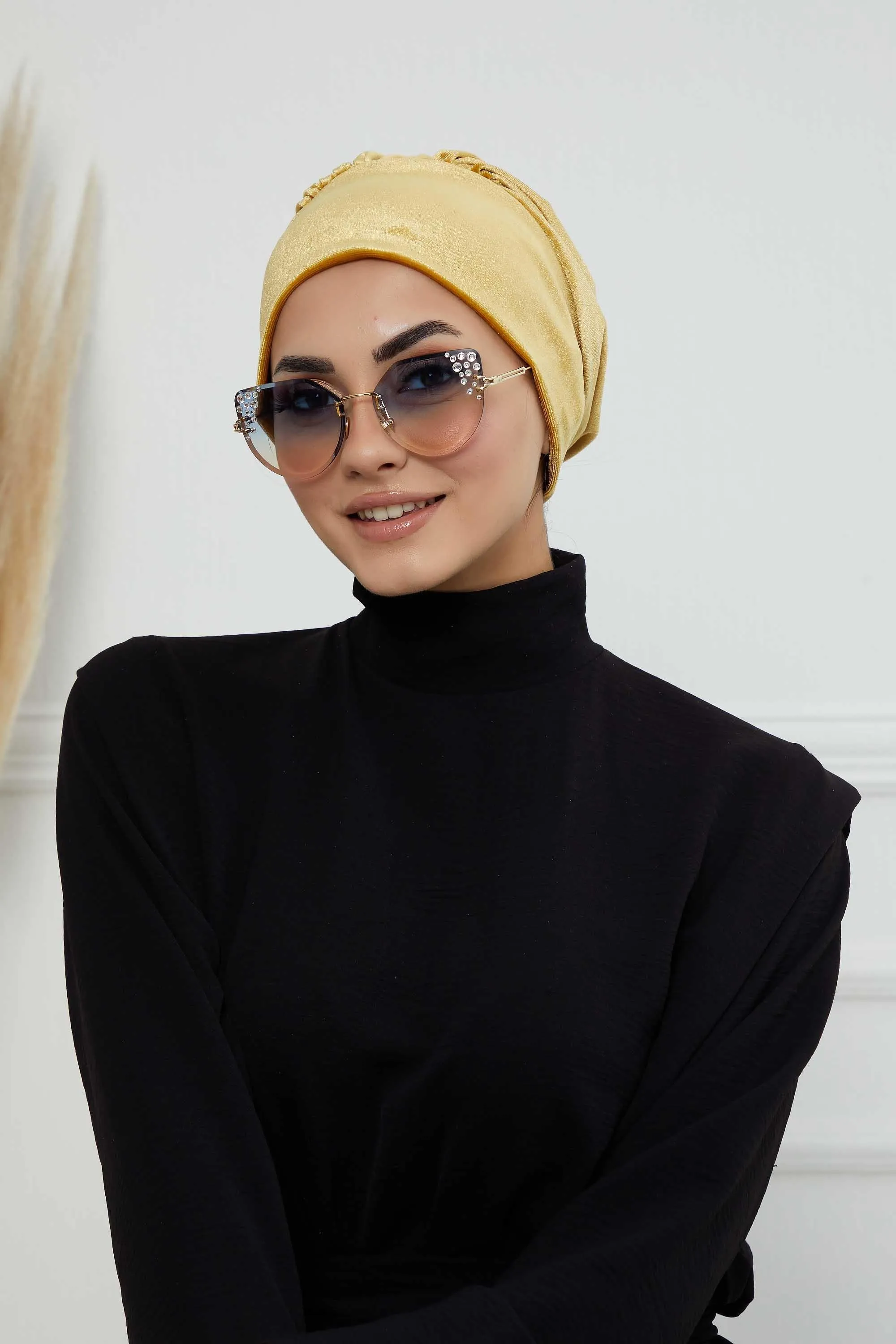Velvet Easy Wrap Instant Turban for Women, Pre-Tied Turban with Long Tail at the Back Side, Super Soft High Quality Chemo Headwear,B-49K