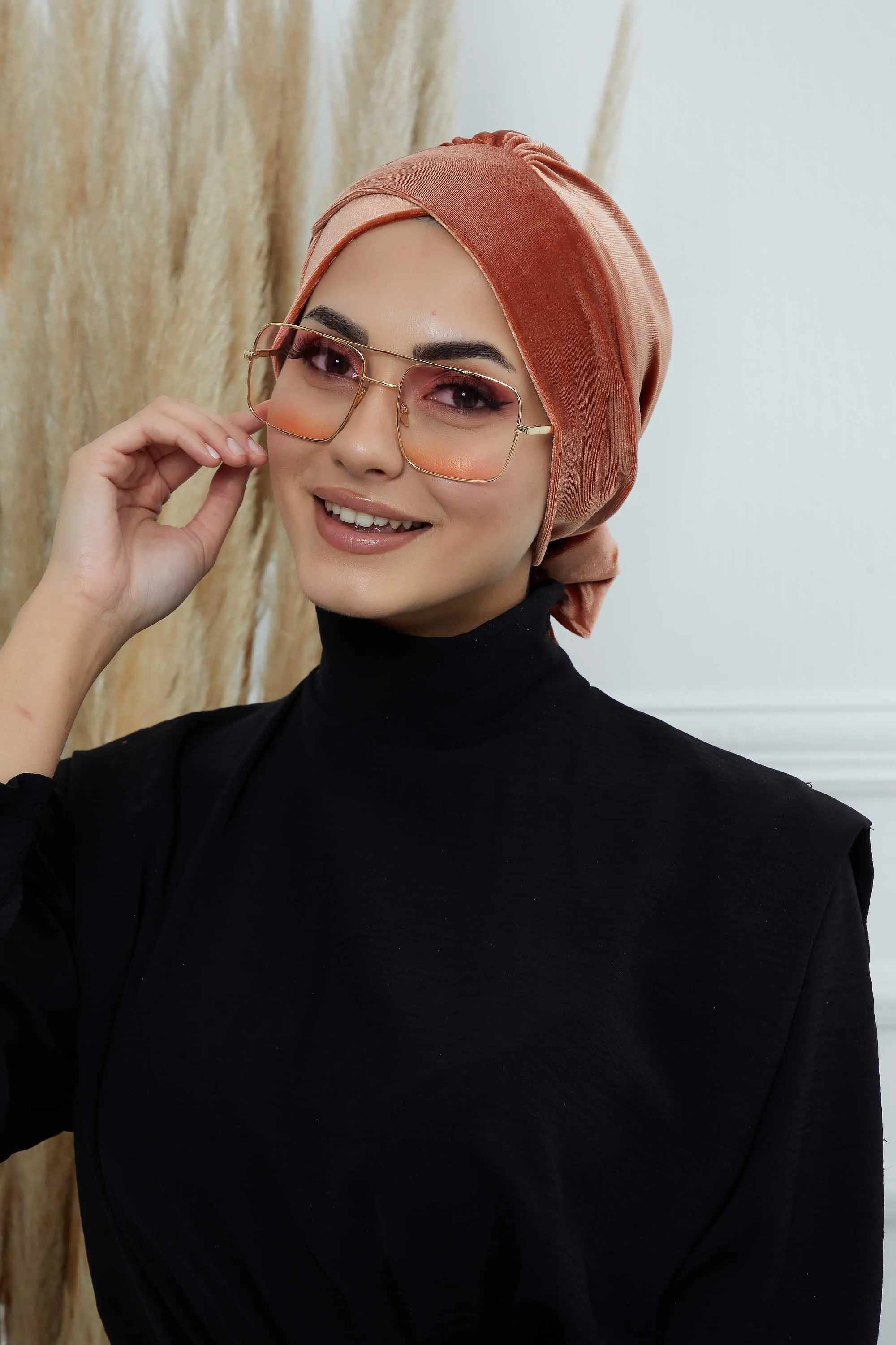 Velvet Instant Turban Cap with Long Tails at the Back Side, Lightweight Turban Head Cover for Women, Velvet Chemo Headwear Bonnet Cap,B-31K