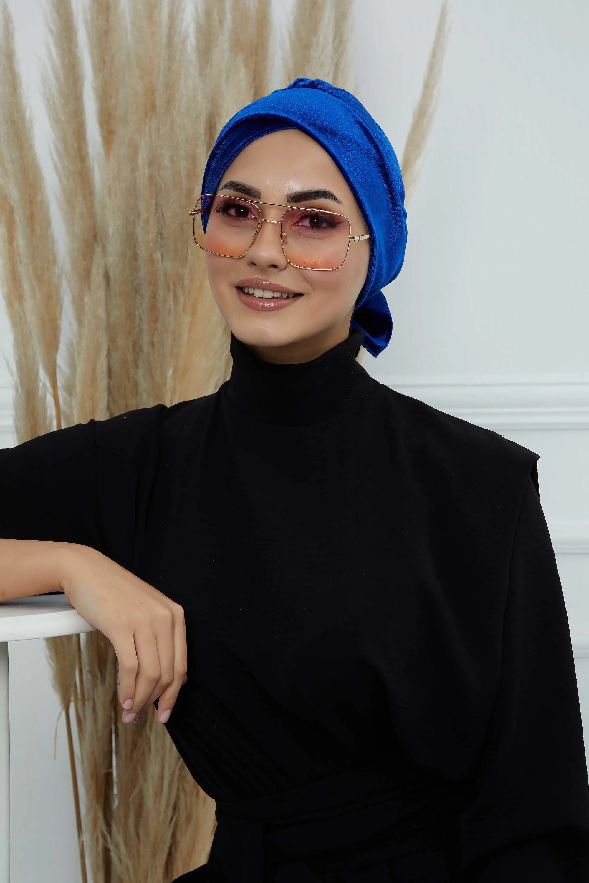 Velvet Instant Turban Cap with Long Tails at the Back Side, Lightweight Turban Head Cover for Women, Velvet Chemo Headwear Bonnet Cap,B-31K