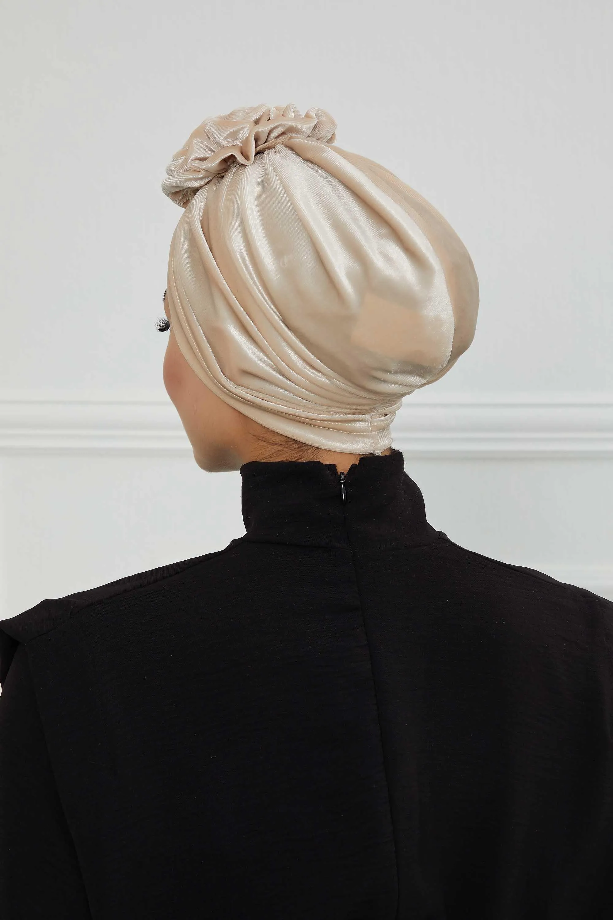 Velvet Instant Turban with a Gorgeous Rose Accent, Handmade Soft Touch Hijab Turban For Women, Stylish Chemo Headwear Bonnet Cap,B-21KD