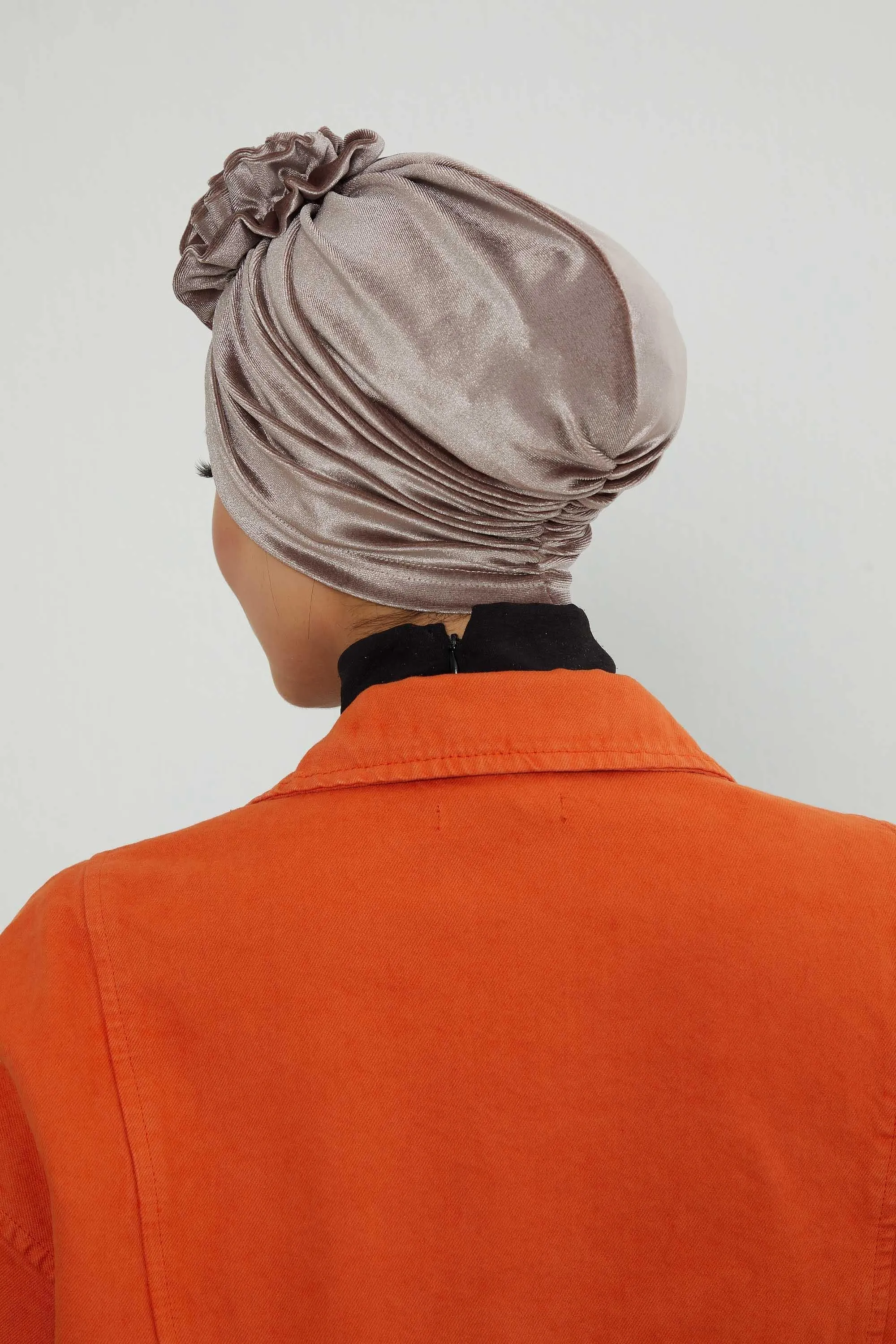 Velvet Instant Turban with a Gorgeous Rose Accent, Handmade Soft Touch Hijab Turban For Women, Stylish Chemo Headwear Bonnet Cap,B-21KD