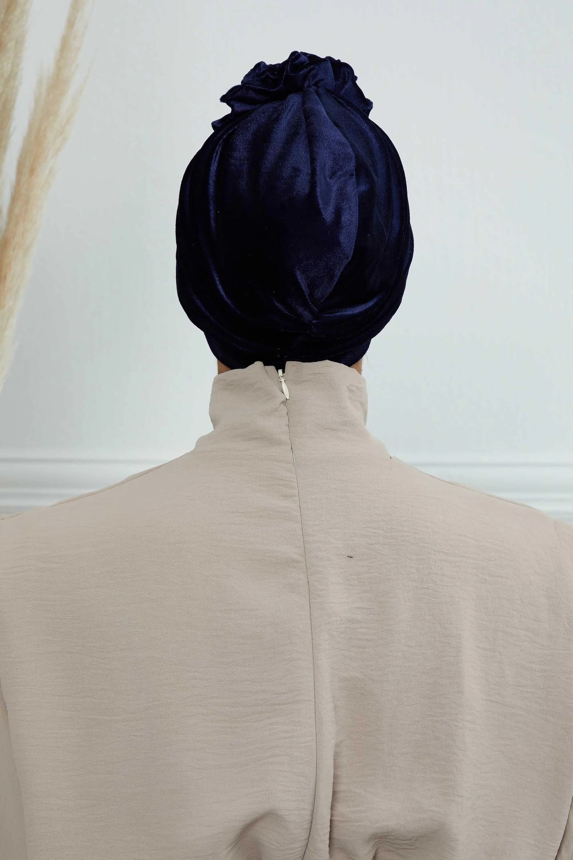 Velvet Instant Turban with a Gorgeous Rose Accent, Handmade Soft Touch Hijab Turban For Women, Stylish Chemo Headwear Bonnet Cap,B-21KD