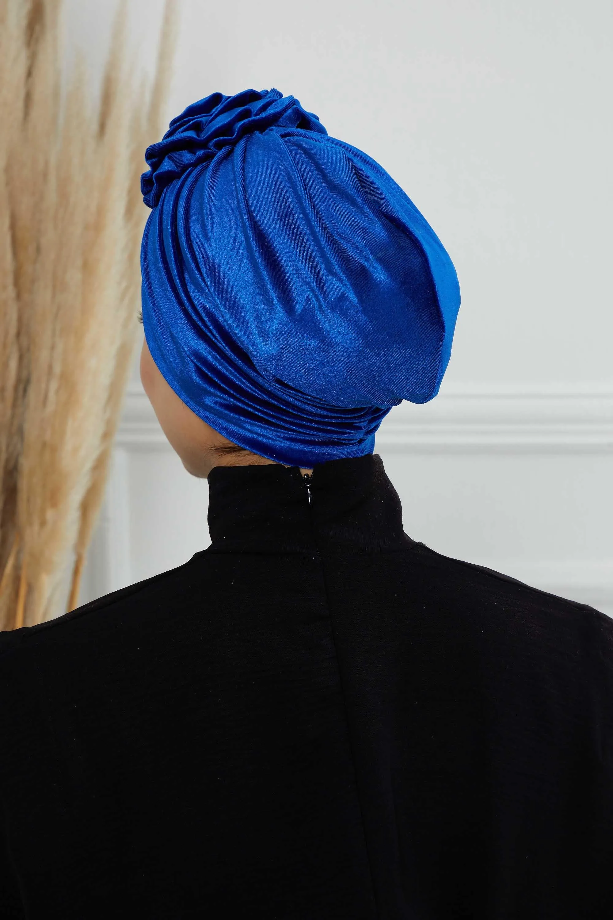 Velvet Instant Turban with a Gorgeous Rose Accent, Handmade Soft Touch Hijab Turban For Women, Stylish Chemo Headwear Bonnet Cap,B-21KD