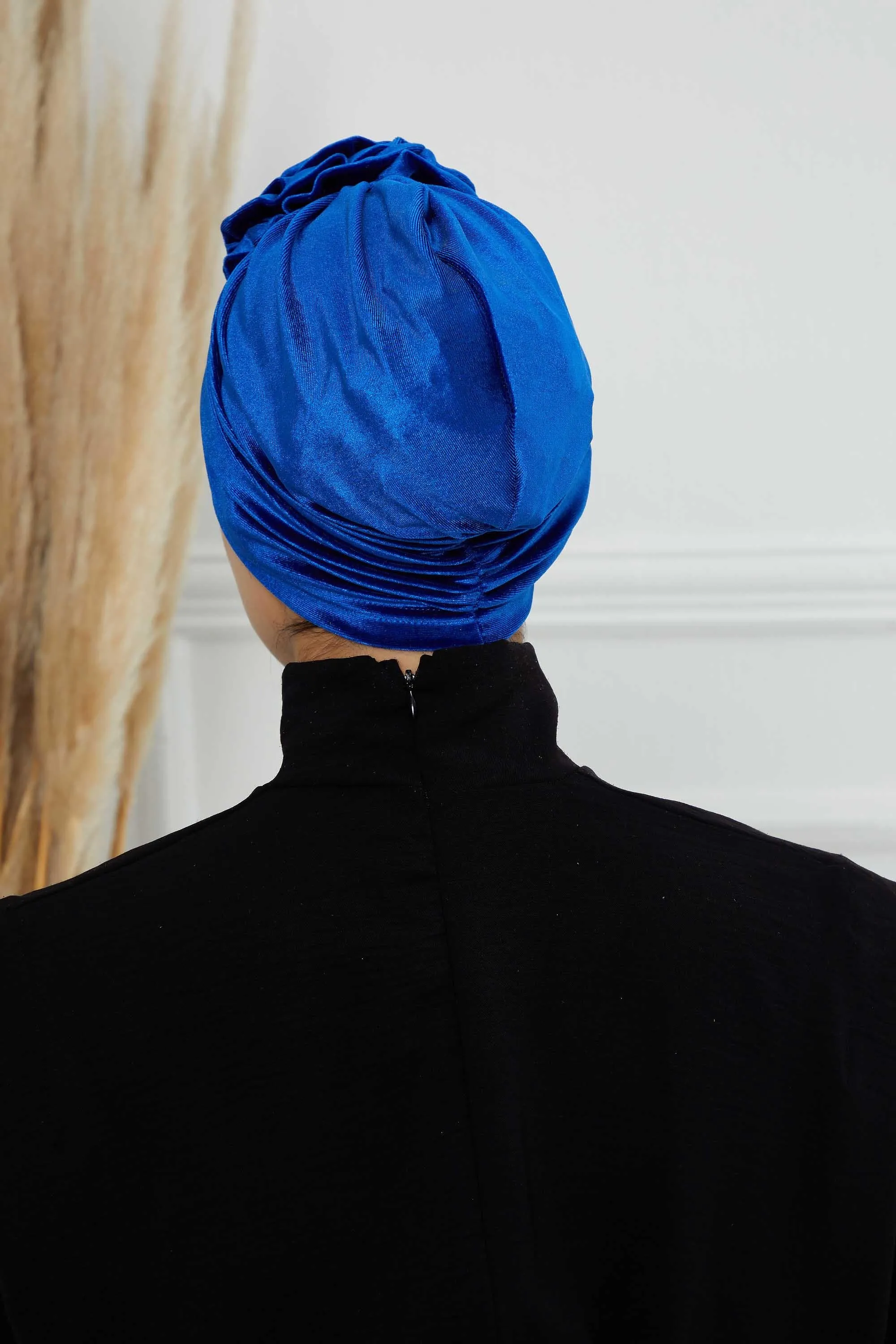 Velvet Instant Turban with a Gorgeous Rose Accent, Handmade Soft Touch Hijab Turban For Women, Stylish Chemo Headwear Bonnet Cap,B-21KD
