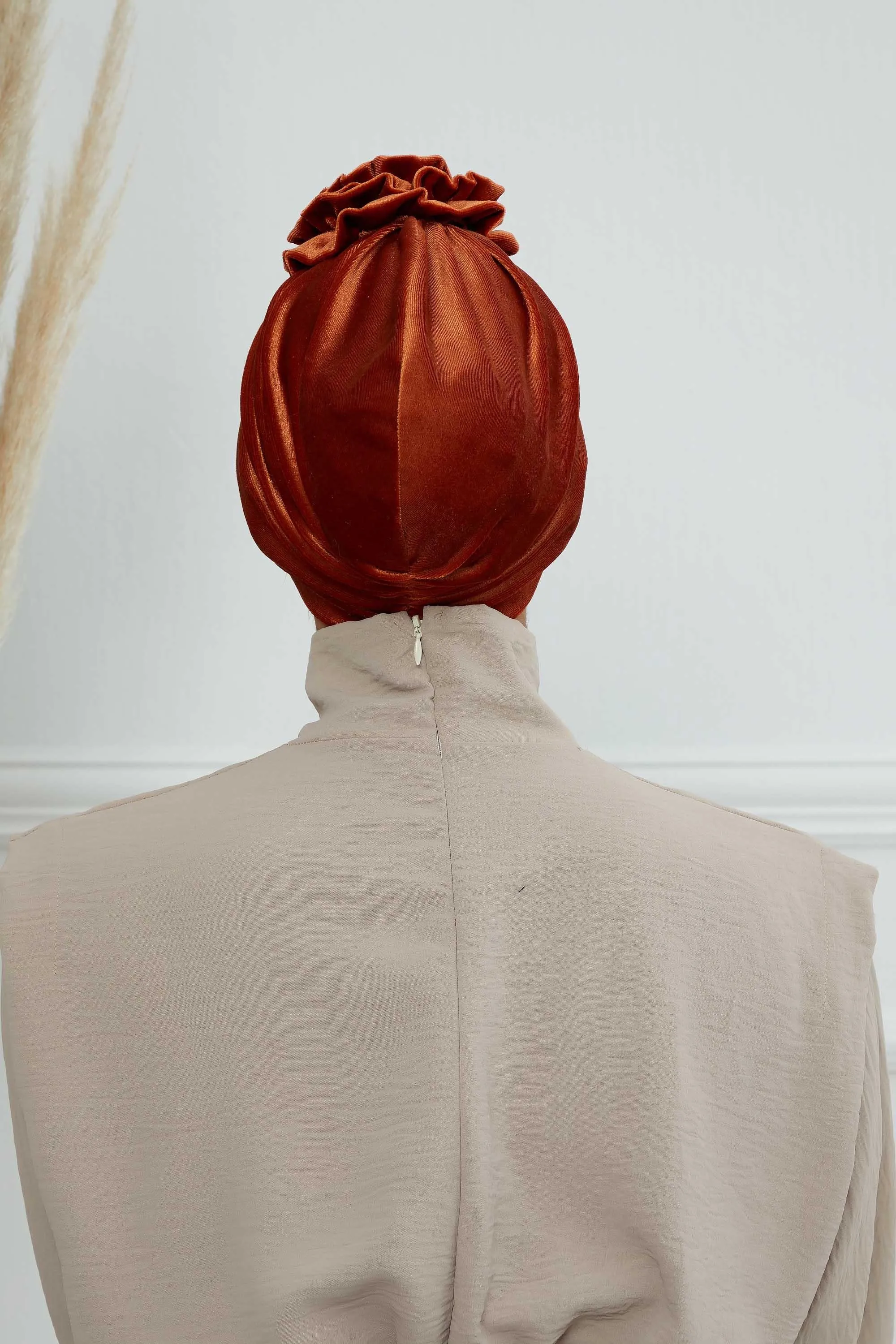 Velvet Instant Turban with a Gorgeous Rose Accent, Handmade Soft Touch Hijab Turban For Women, Stylish Chemo Headwear Bonnet Cap,B-21KD