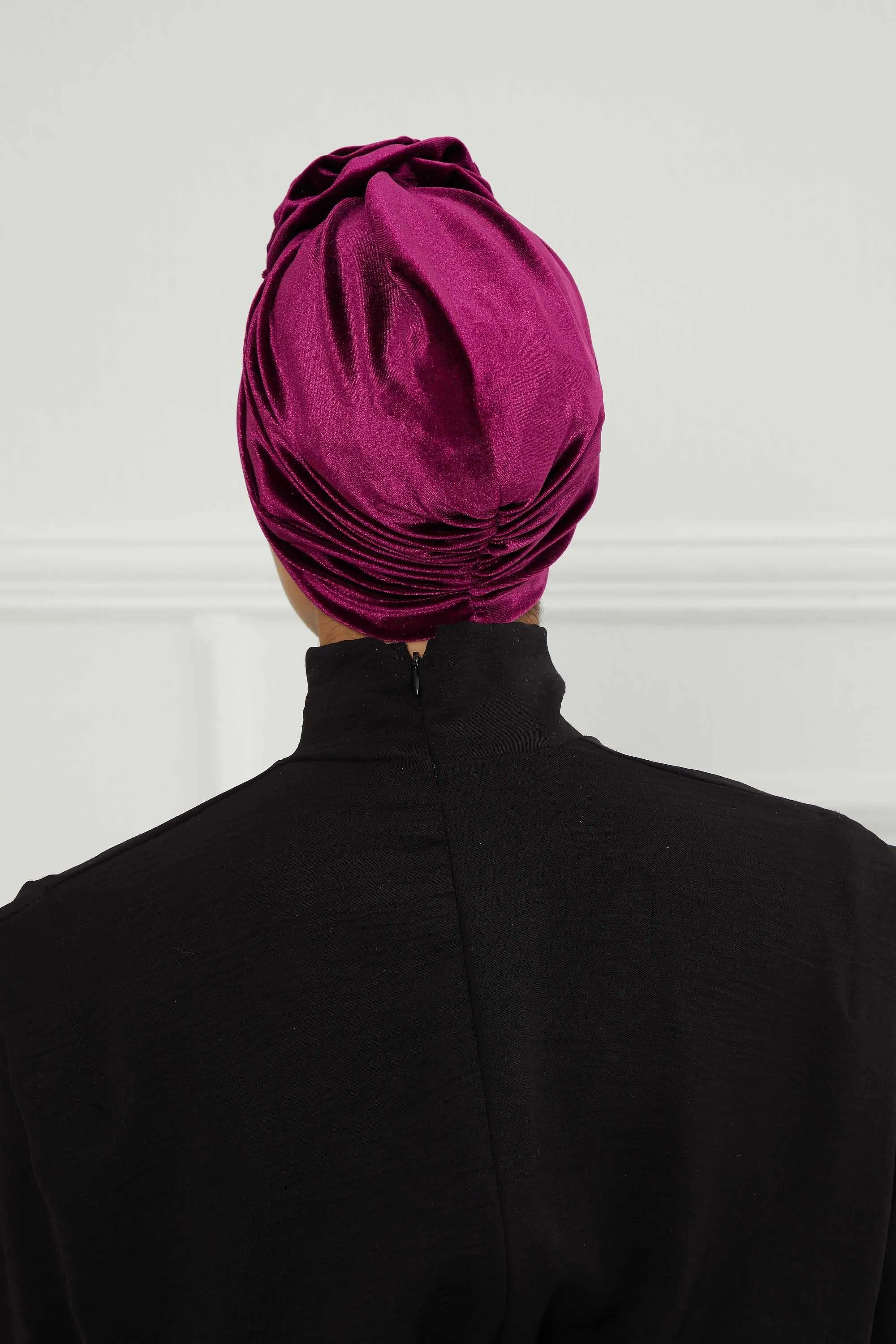 Velvet Instant Turban with a Gorgeous Rose Accent, Handmade Soft Touch Hijab Turban For Women, Stylish Chemo Headwear Bonnet Cap,B-21KD
