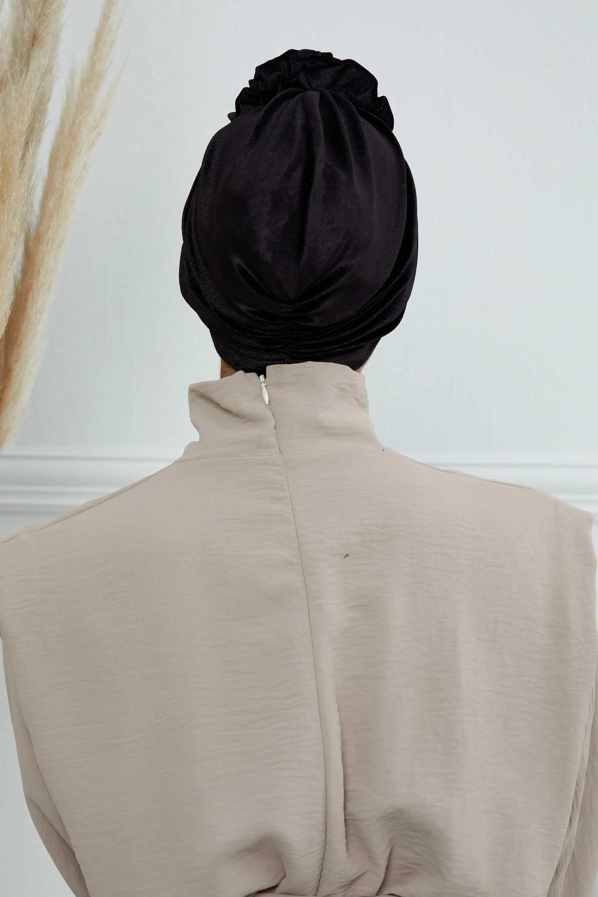 Velvet Instant Turban with a Gorgeous Rose Accent, Handmade Soft Touch Hijab Turban For Women, Stylish Chemo Headwear Bonnet Cap,B-21KD