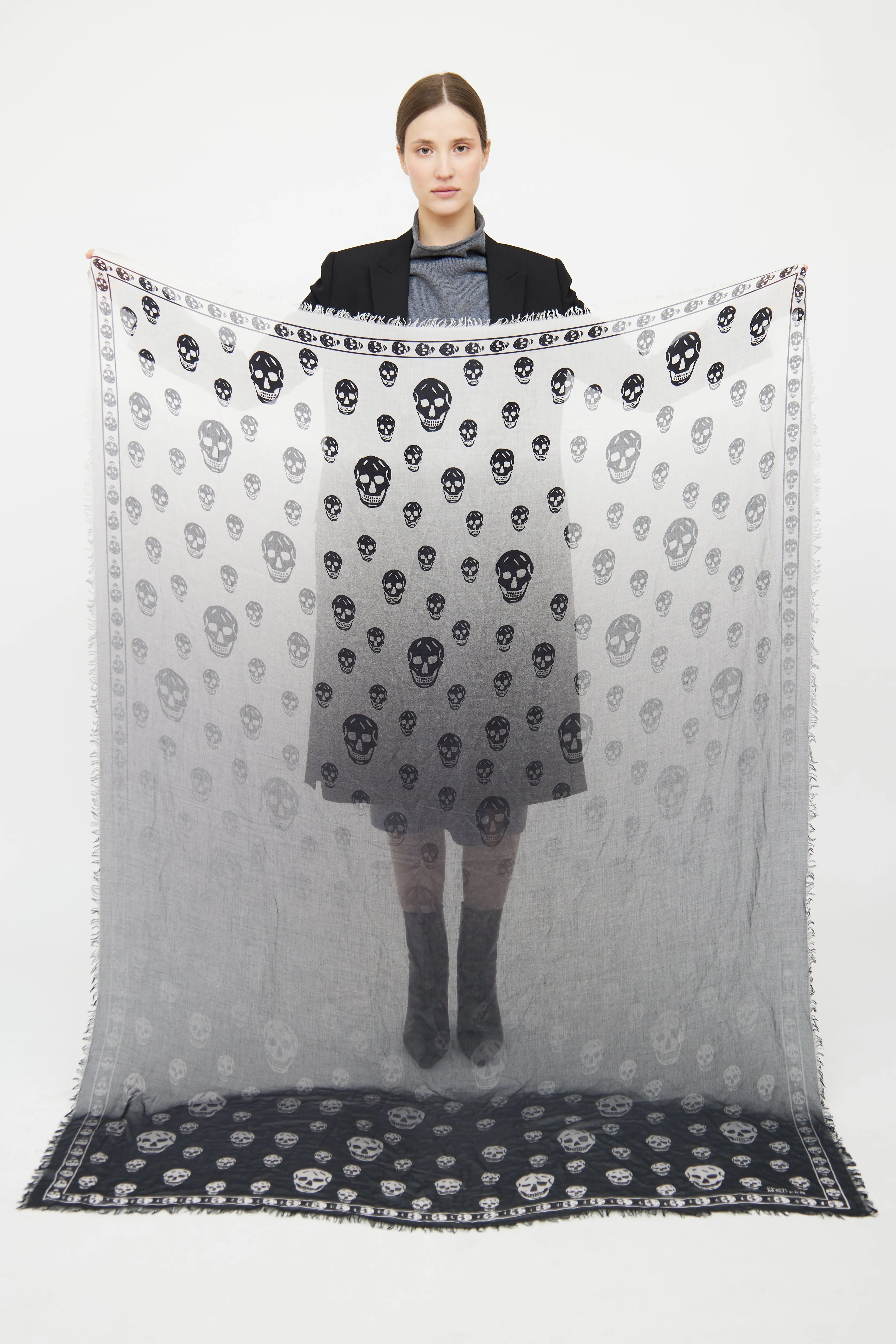 White & Black Obre Scarf