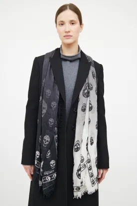 White & Black Obre Scarf