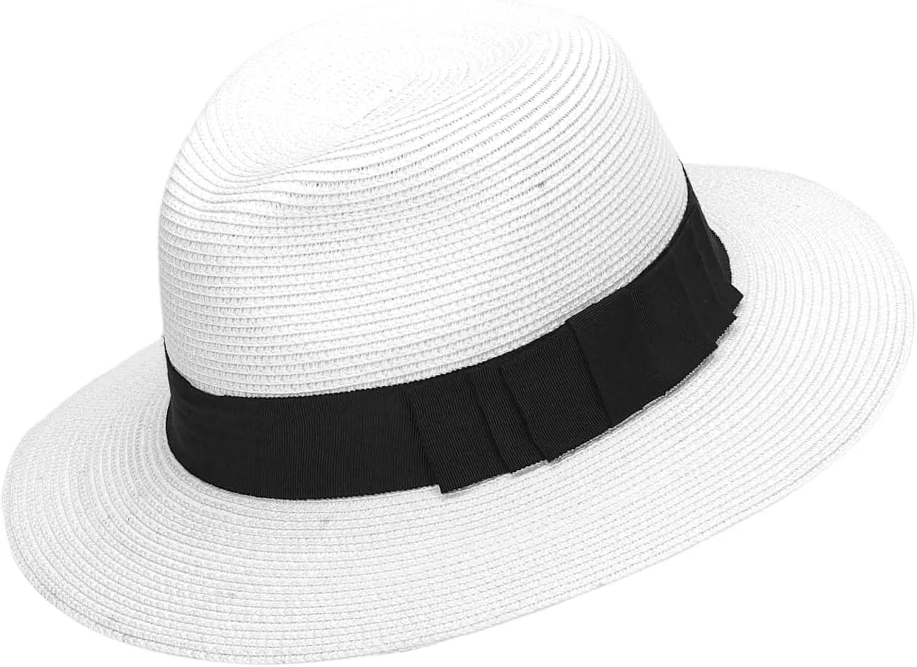 Women Straw Panama Beach Hat Packable Foldable Summer Fedora Wide Brim Sun Hats