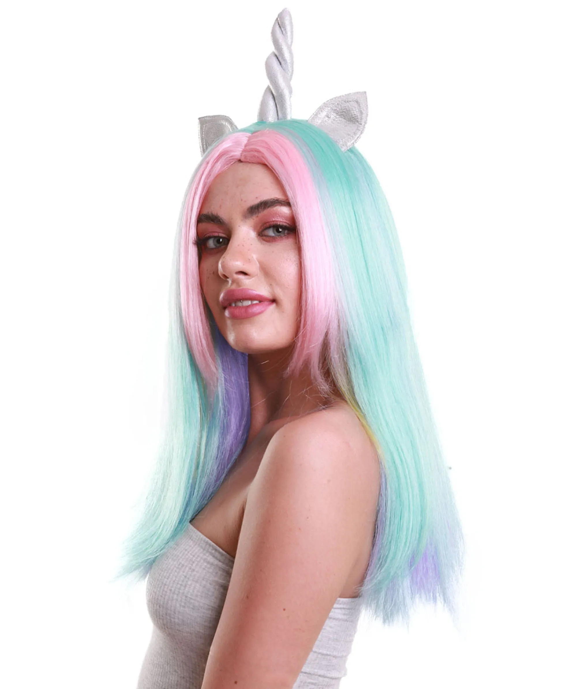 Women Unicorn Multi Colored Wig | Premium Breathable Capless Cap