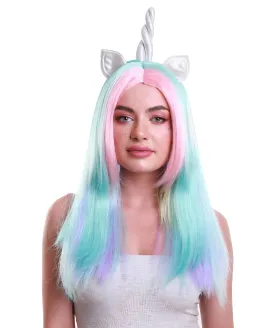 Women Unicorn Multi Colored Wig | Premium Breathable Capless Cap