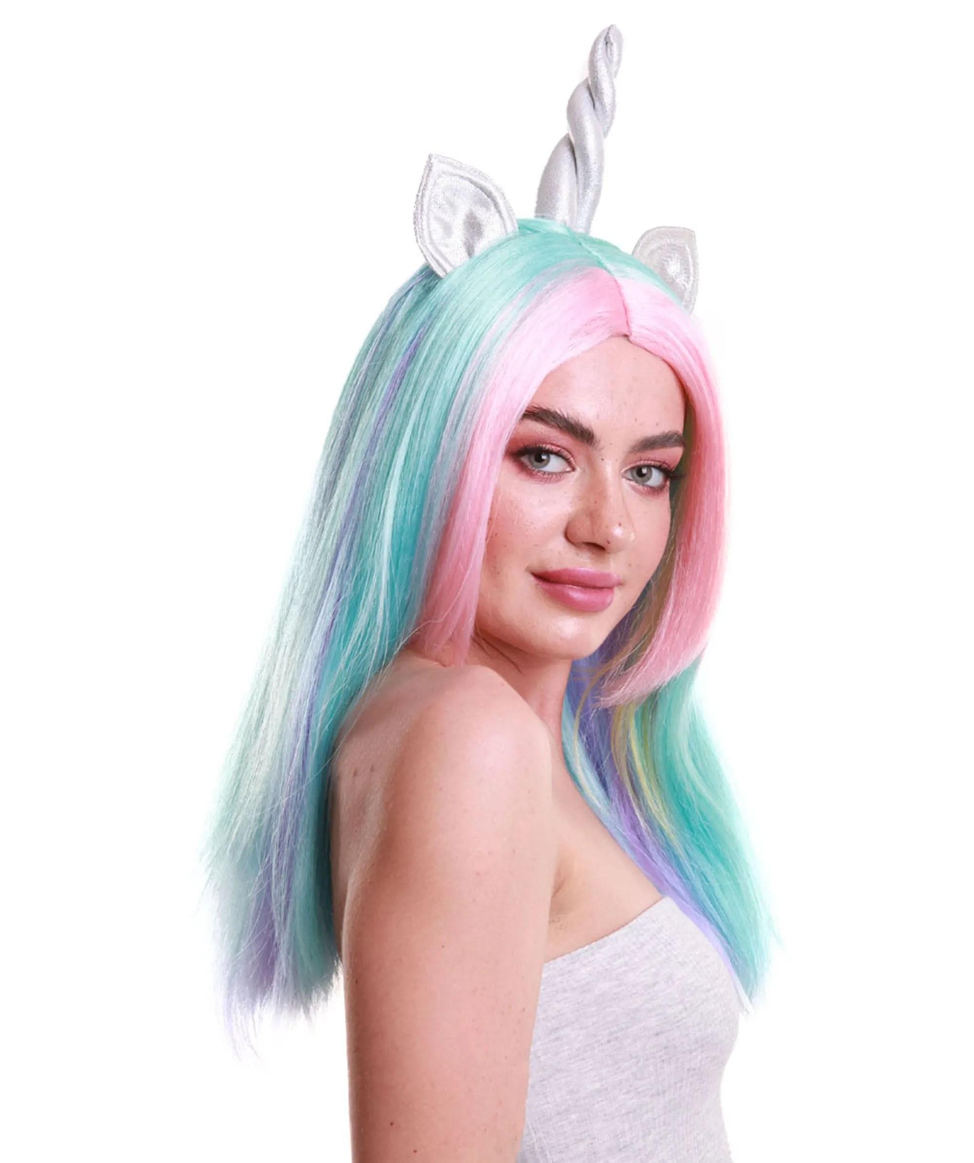 Women Unicorn Multi Colored Wig | Premium Breathable Capless Cap