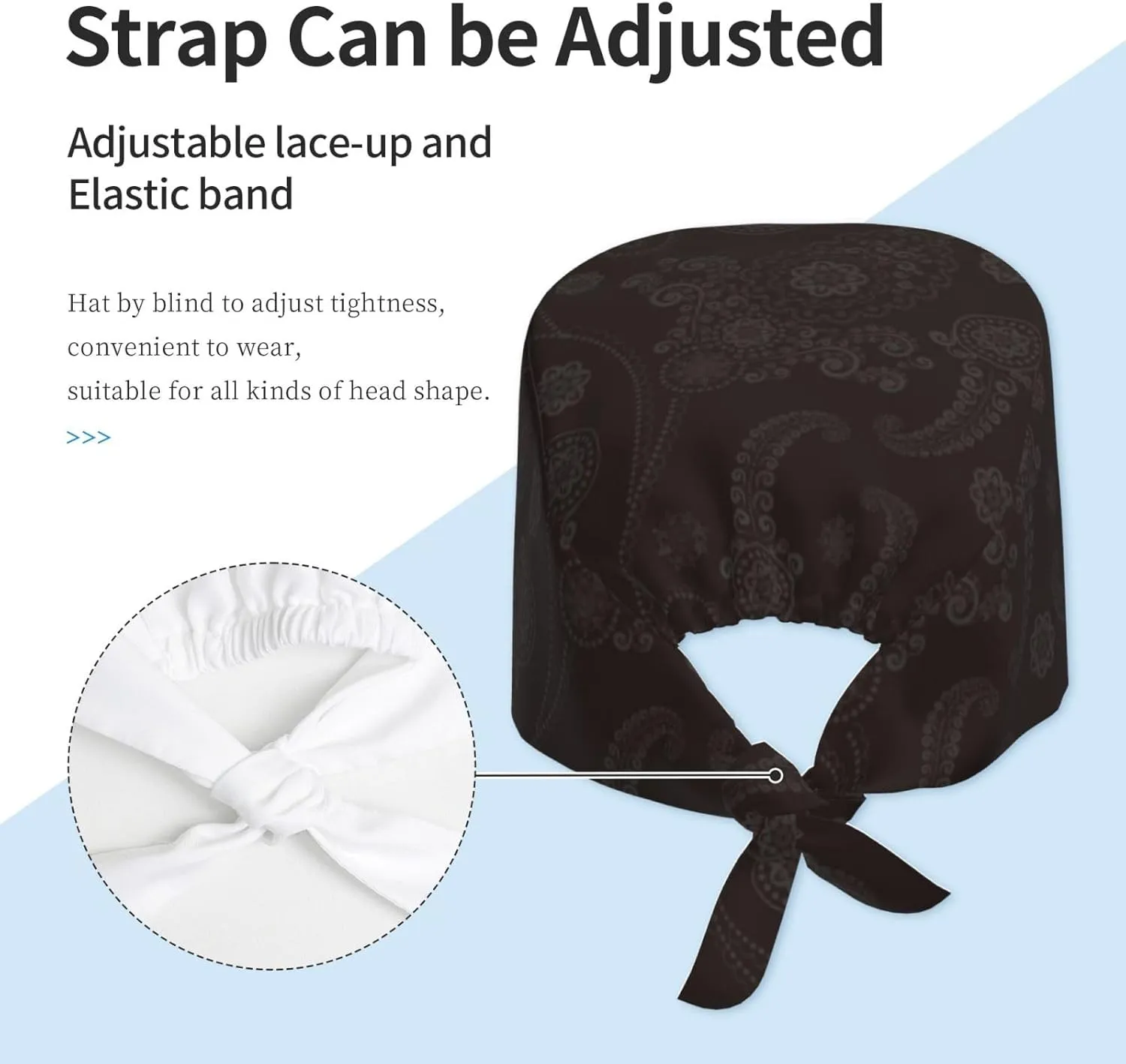 Working Cap Scrub Cap with Sweatband Adjustable Unisex Women Tie Back Hat Nurse Surgical Caps