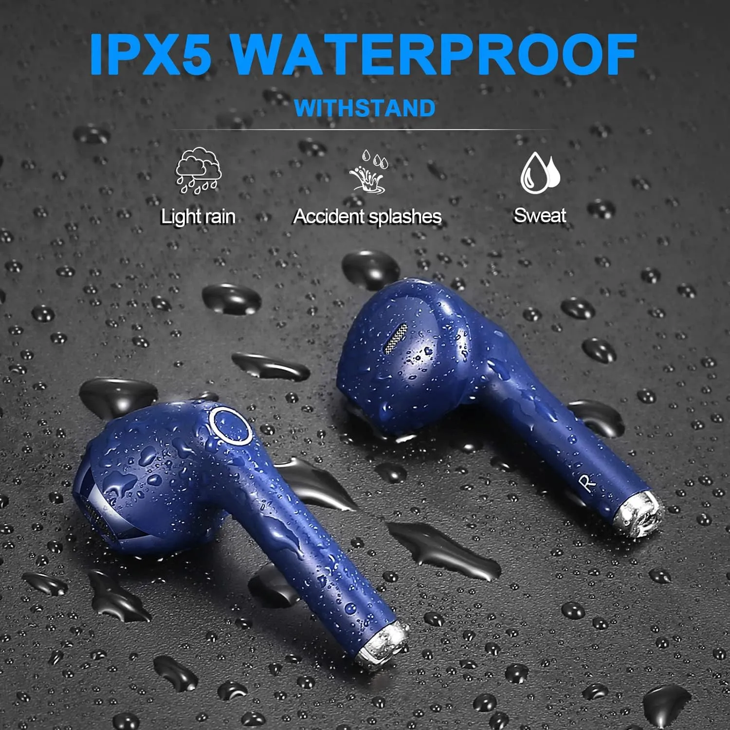 yobola Wireless Earbuds, Bluetooh Earbuds, Deep Bass Light Weight Mini Wireless Headphones for Running/Fitness, 25Hrs Playtime, Built-in Microphone, Touch Control, IPX5 Waterproof