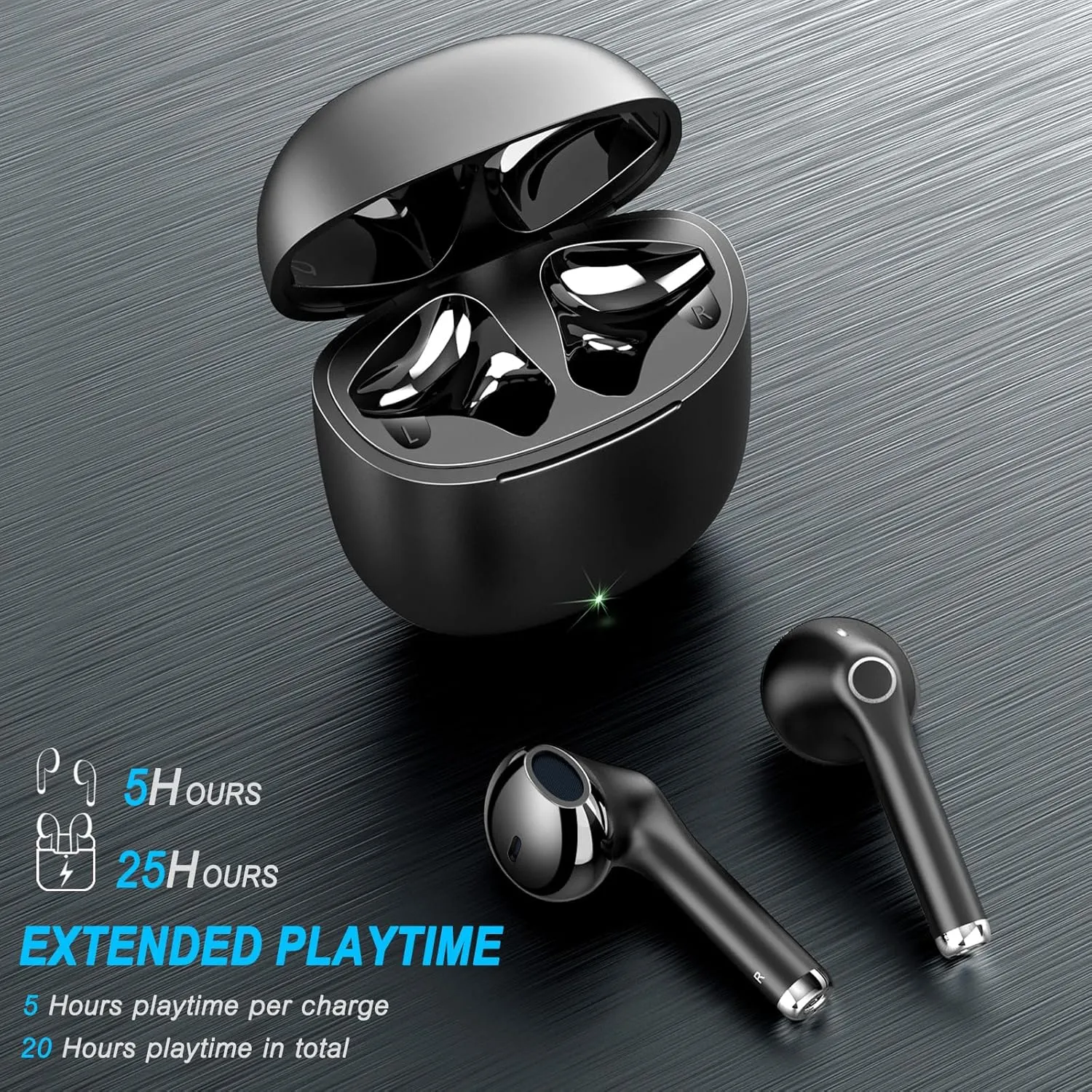 yobola Wireless Earbuds, Bluetooh Earbuds, Deep Bass Light Weight Mini Wireless Headphones with Mic, 25H Playback Bluetooth Headphones, Touch Control, IPX5 Waterproof in Ear Earphones for Phones